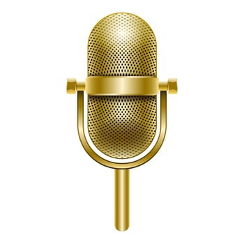 gold metal microphone isolated white background vector