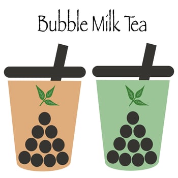 Bubble milk tea.Black pearl milk tea. vector