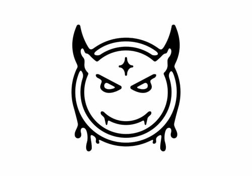 Black line art illustration of devil head vector