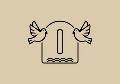 Black line art of birds with I initial letter vector