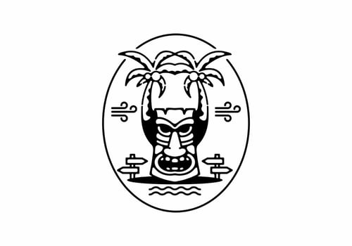 Black line art of aloha badge vector