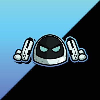astronaut head carrying two space guns vector character