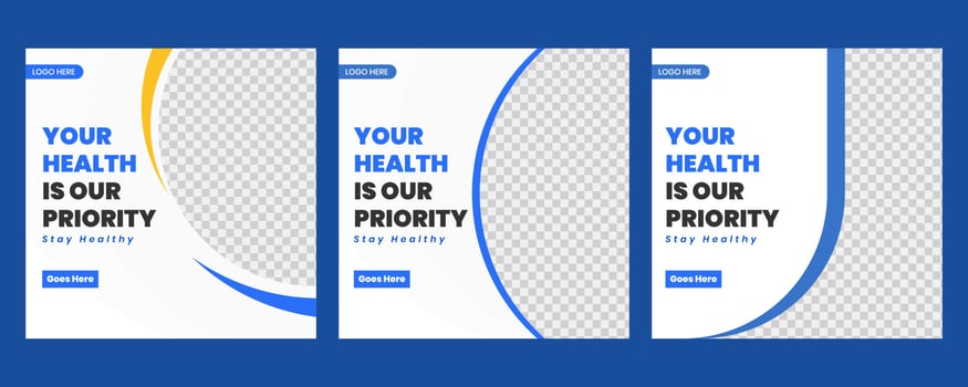 Set social media medical post design template vector