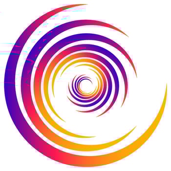 Abstract concentric circle. Spiral, swirl, twirl element. Circular and radial lines volute, helix. Segmented circle with rotation. Abstract radiating arc lines. Geometric cochlear, vortex i vector