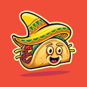 Delicious mexican tacos illustrations mascot vector