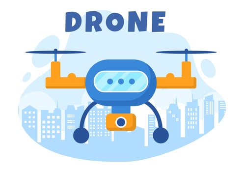 Drone with Camera Remote Control Driven Flying Over to Taking Photography and Video Recording in Flat Cartoon Background illustration vector