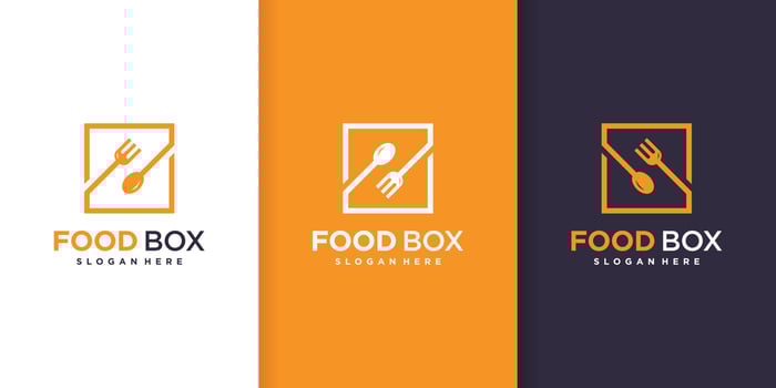 Food box logo template with diferent shape style Premium Vector