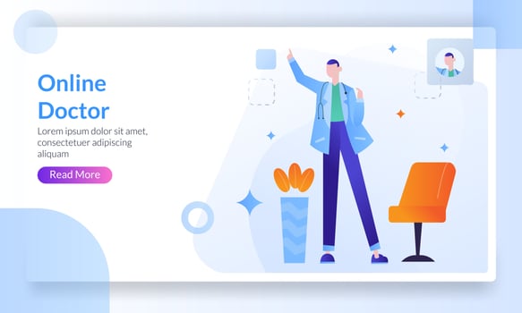Online doctor concept, patient consultation to the doctor via online, healthcare serviceMedical clinic communication, landing page template for banner, flyer, ui, web, mobile app, poster vector