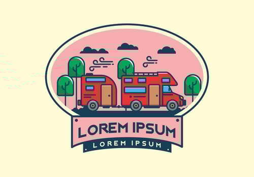 camper van car flat illustration DESIGN vector