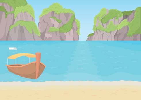 Warm exotic place to vacation flat color vector illustration