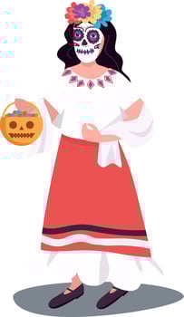 Mexican halloween costume semi flat color vector character