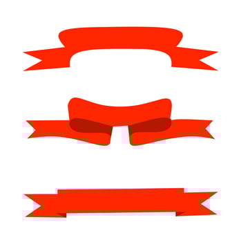 Flat vector ribbons banners flat isolated on white background, Illustration set of red tape, Free space available.
