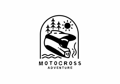 Black line art of motocross adventure vector