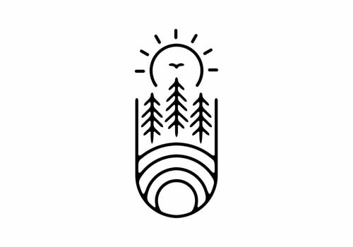 Black line art of nature vector