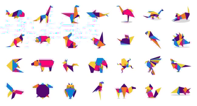 Animal origami collection. Animal origami vector. Abstract animals logo design. Animal origami. Vector illustration