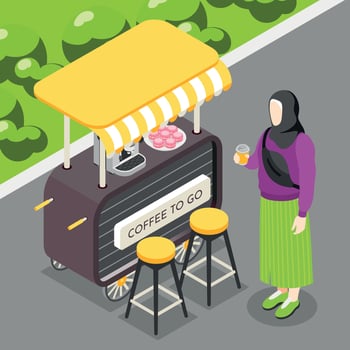 Coffee To Go Isometric Background vector