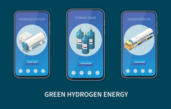 Green Hydrogen Energy Set vector