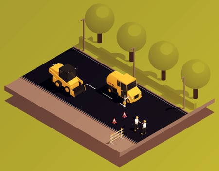New Road Construction Composition vector