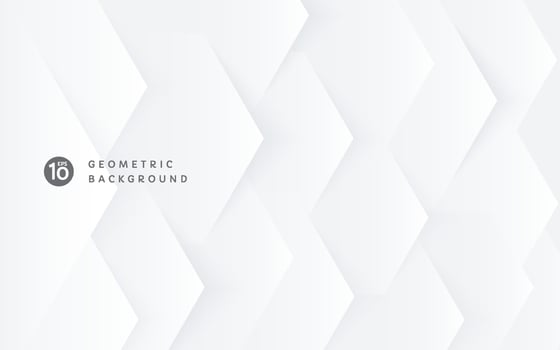 Technology white and gray color banner. Abstract futuristic pattern design. Modern silver geometric hexagon shape overlapping layer on white background with copy space. Vector illustration.