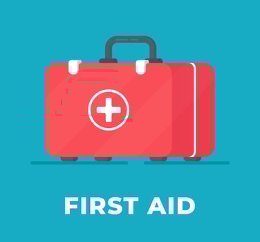 Vector illustration first aid isolated on a blue background.