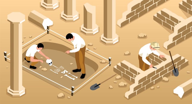 Archaeology Isometric Illustration vector