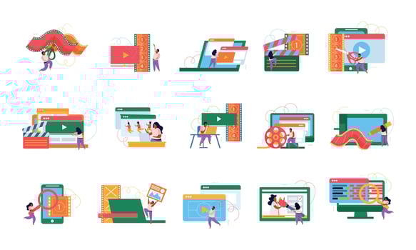 Animation And Motion Design Flat Recolor Set vector