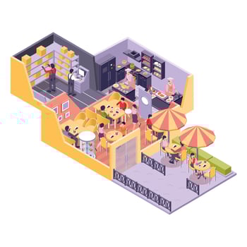 Restaurant Cafe Isometric Concept vector
