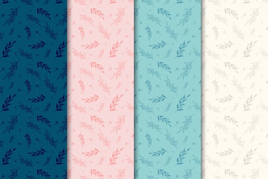 Abstract botanical pattern design set vector
