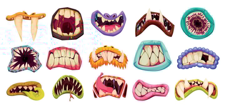 Monster Teeth Mouth Set vector