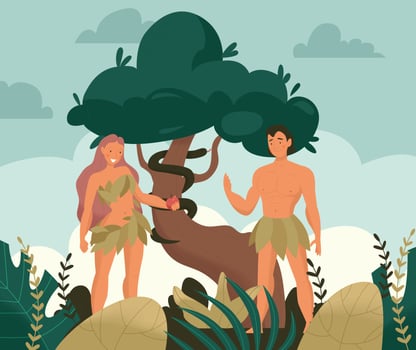 Christ Bible Story Adam Eve Composition vector