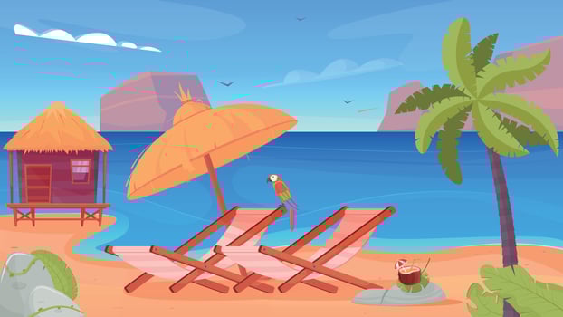 Tropical Island Flat Illustration vector