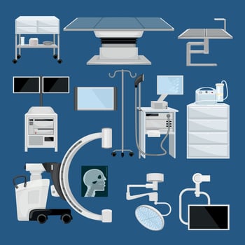 Medical Operating Room Equipment Color Set vector