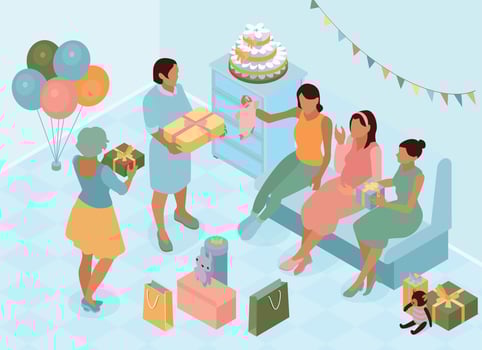 Isometric Shower Baby Composition vector