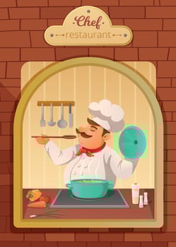 Professional Cooking Colored Poster vector