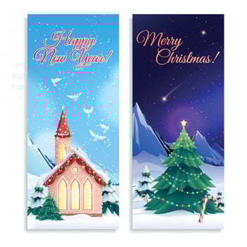 Christmas Houses Vertical Banners vector