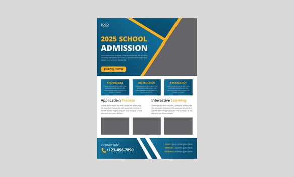 School Admission Flyer Template, Junior School Admission Flyer, Kids back to school education admission flyer poster layout template, cover, flyer, poster, a4 size design vector