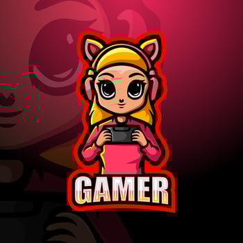 Gamer girl mascot esport logo design vector
