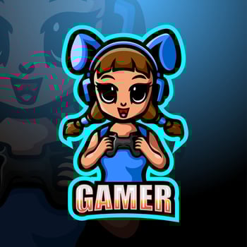 Gamer girl mascot esport logo design vector