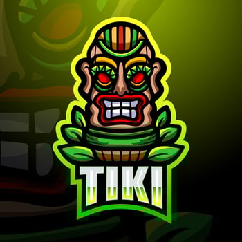 Tiki mask mascot esport logo design vector