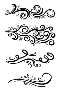 hand drawn wind doodle set, vector illustration.