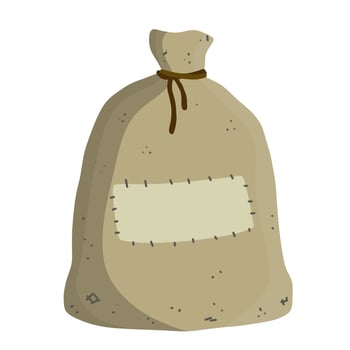 Canvas burlap bag. Cartoon flat illustration. Rustic element for mill. Packaging for storage of grain and flour vector