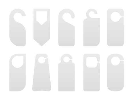 Hotel door hanger tags template icon signs set flat style design vector illustration.