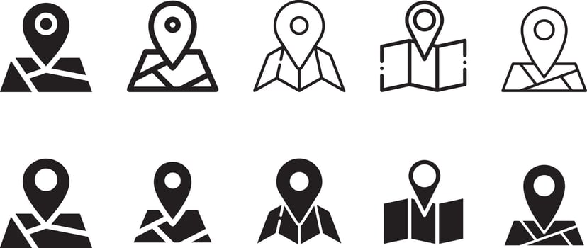 map location icon. Set of outline map symbols vector