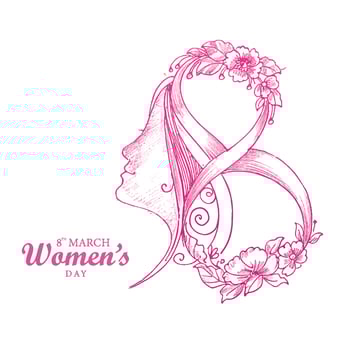 Hand draw sketch international womens day holiday card background vector