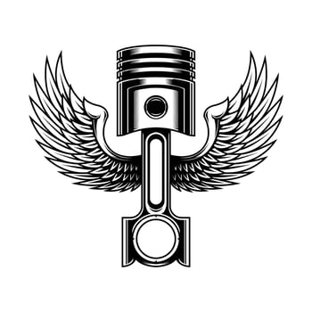 Motorcycle Piston with Two Wings on the Back vector
