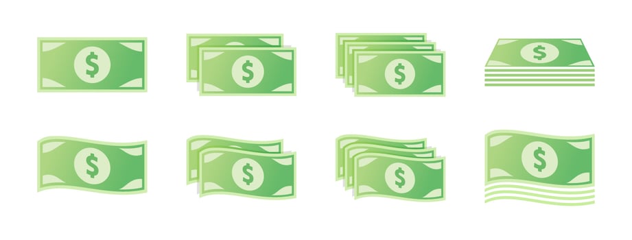 US Dollar Banknote Icon Set vector
