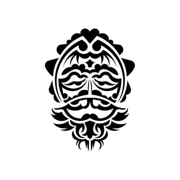 Samurai mask. Traditional totem symbol. Black tribal tattoo. Isolated. Hand drawn vector illustration.