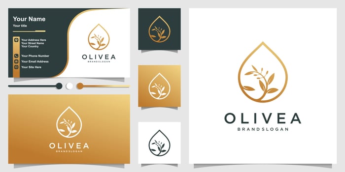 Olive oil logo with modern line art style Premium Vector