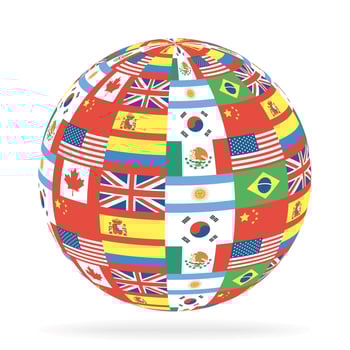 international flags in sphere vector