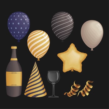 ten party invitation icons vector